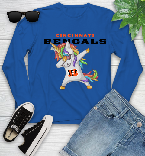 Cincinnati Bengals NFL Football Funny Unicorn Dabbing Sports Youth Long Sleeve 9