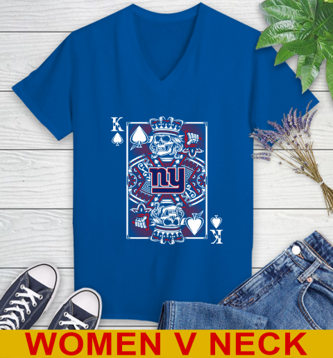 New York Giants NFL Football The King Of Spades Death Cards Shirt Women's V-Neck T-Shirt 9