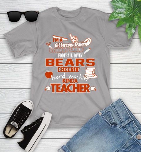Chicago Bears NFL I'm A Difference Making Student Caring Football Loving Kinda Teacher Youth T-Shirt 4