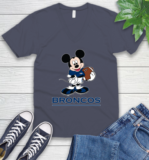 NFL Football Denver Broncos Cheerful Mickey Mouse Shirt V-Neck T-Shirt 8