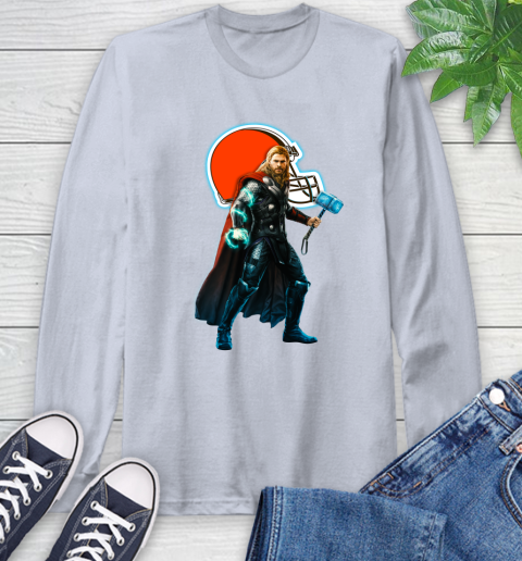 NFL Thor Avengers Endgame Football Cleveland Browns Long Sleeve T-Shirt 6