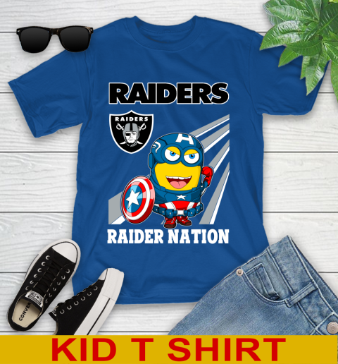 NFL Football Oakland Raiders Captain America Marvel Avengers Minion Shirt Youth T-Shirt 10