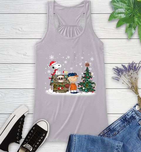 MLB San Francisco Giants Snoopy Charlie Brown Christmas Baseball Commissioner's Trophy Racerback Tank 4