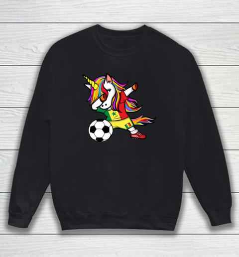 Dabbing Unicorn Senegal Football Senegalese Flag Soccer Sweatshirt