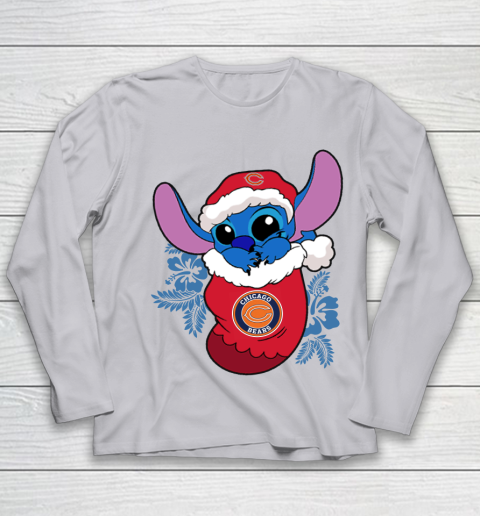 Chicago Bears Christmas Stitch In The Sock Funny Disney NFL Youth Long Sleeve 5