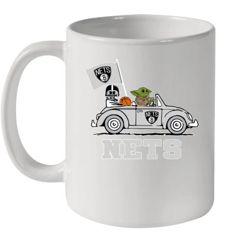 NBA Basketball Brooklyn Nets Darth Vader Baby Yoda Driving Star Wars Shirt Ceramic Mug 11oz