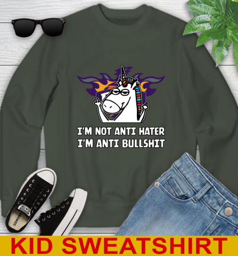 Phoenix Suns NBA Basketball Unicorn I'm Not Anti Hater I'm Anti Bullshit Youth Sweatshirt 9