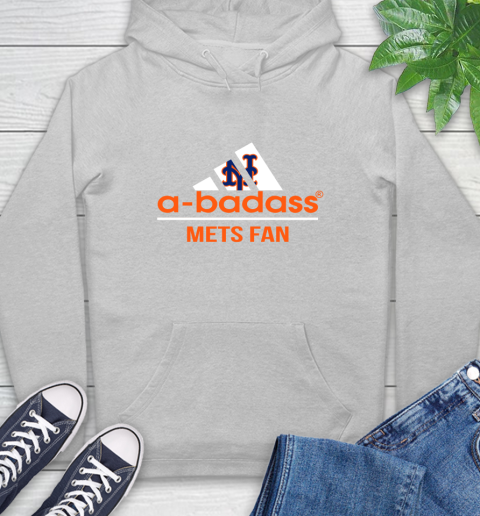 MLB A Badass New York Mets Fan Adidas Baseball Sports Hoodie Tee