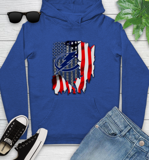 Tampa Bay Lightning NHL Hockey American Flag Youth Hoodie 11