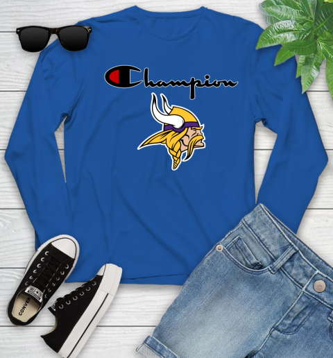 NFL Football Minnesota Vikings Champion Shirt Youth Long Sleeve 7