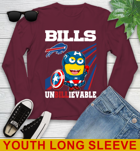 NFL Football Buffalo Bills Captain America Marvel Avengers Minion Shirt Youth Long Sleeve 6
