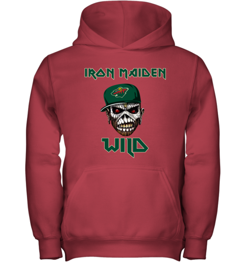 NHL Minnesota Wild Iron Maiden Rock Band Music Hockey Sports 6A35mRA1uHY youth hoodie 43 95 151514 front red