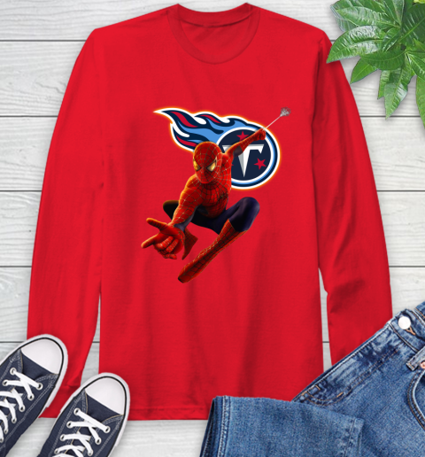NFL Spider Man Avengers Endgame Football Tennessee Titans Long Sleeve T-Shirt 10