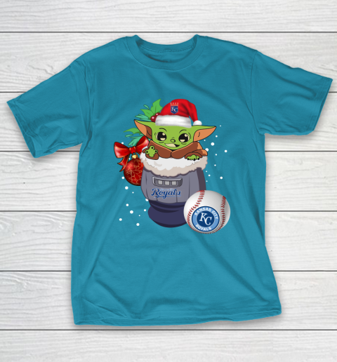 Kansas City Royals Christmas Baby Yoda Star Wars Funny Happy MLB T-Shirt 8