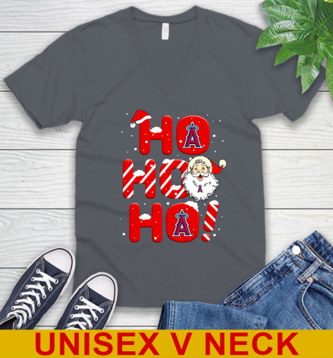 Los Angeles Angels MLB Baseball Ho Ho Ho Santa Claus Merry Christmas Shirt V-Neck T-Shirt 4