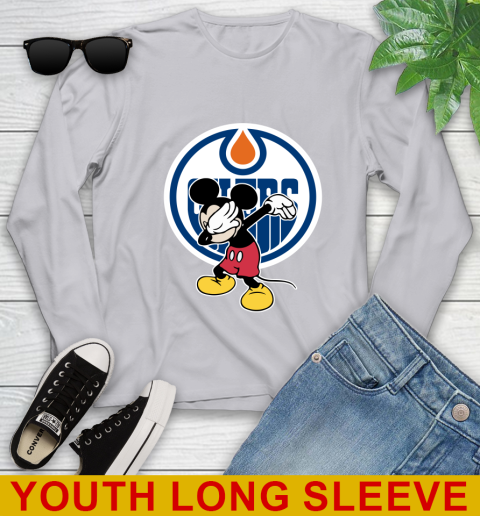 Edmonton Oilers NHL Hockey Dabbing Mickey Disney Sports Youth Long Sleeve 6