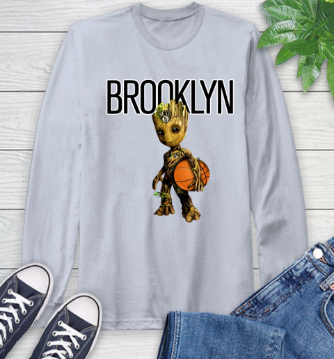Brooklyn Nets NBA Basketball Groot Marvel Guardians Of The Galaxy Long Sleeve T-Shirt 6