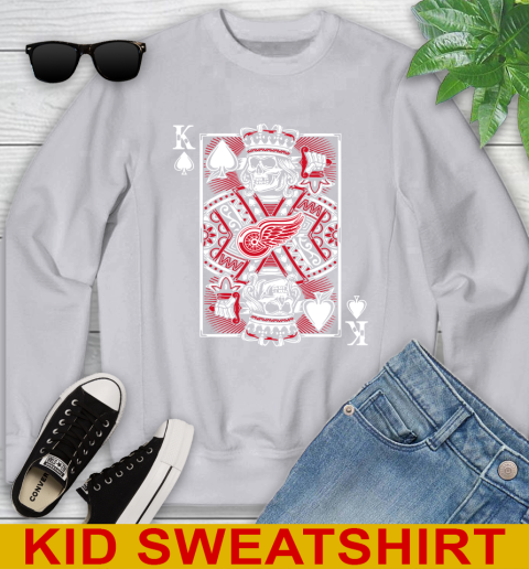 Detroit Red Wings NHL Hockey The King Of Spades Death Cards Shirt Youth Sweatshirt 3