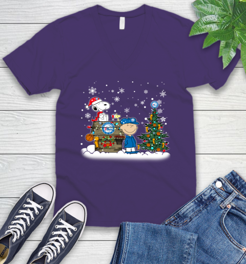 Philadelphia 76ers NBA Basketball Christmas The Peanuts Movie Snoopy Championship V-Neck T-Shirt 9