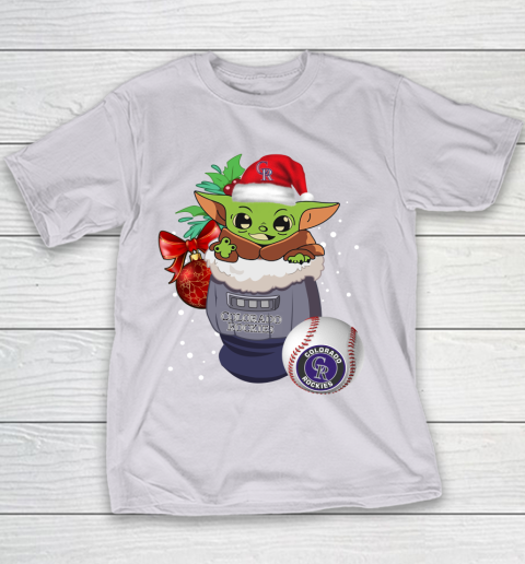 Colorado Rockies Christmas Baby Yoda Star Wars Funny Happy MLB Youth T-Shirt 5