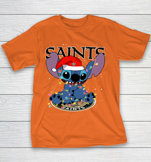 New Orleans Saints NFL Football noel stitch Christmas Youth T-Shirt 3