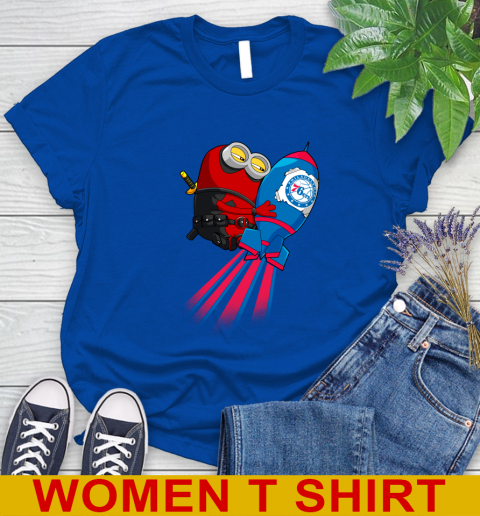 NBA Basketball Philadelphia 76ers Deadpool Minion Marvel Shirt Women's T-Shirt 10