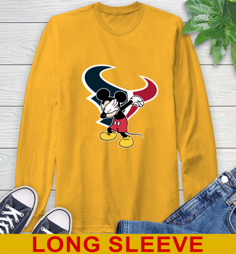 Houston Texans NFL Football Dabbing Mickey Disney Sports Long Sleeve T-Shirt 3