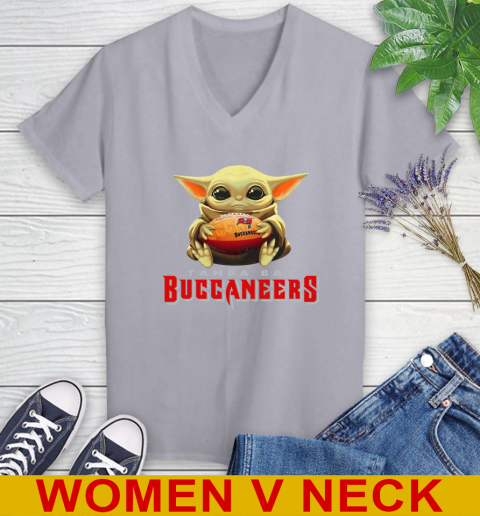 NFL Football Tampa Bay Buccaneers Baby Yoda Star Wars Shirt Women's V-Neck T-Shirt 5