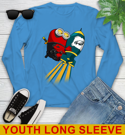 NFL Football Philadelphia Eagles Deadpool Minion Marvel Shirt Youth Long Sleeve 8