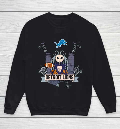 NFL Detroit Lions Football Jack Skellington Halloween Youth Sweatshirt