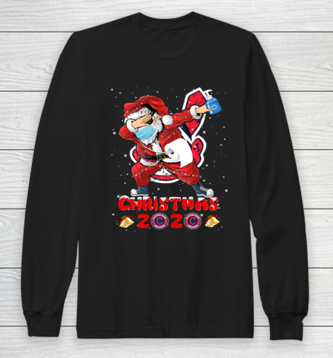 Cleveland Indians Funny Santa Claus Dabbing Christmas 2020 MLB Long Sleeve T-Shirt