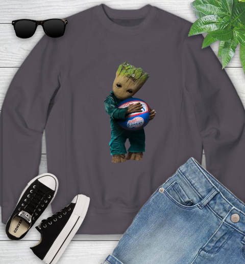 NBA Groot Guardians Of The Galaxy Basketball Sports Los Angeles Clippers Youth Sweatshirt 6