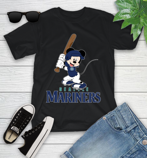 MLB Baseball Seattle Mariners Cheerful Mickey Mouse Shirt Youth T-Shirt