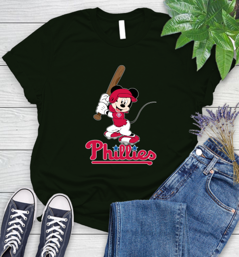 MLB Baseball Philadelphia Phillies Cheerful Mickey Mouse Shirt Women's T-Shirt 6