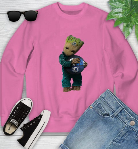 NBA Groot Guardians Of The Galaxy Basketball Sports Dallas Mavericks Youth Sweatshirt 7