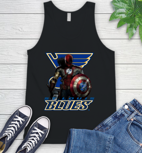 NHL Captain America Thor Spider Man Hawkeye Avengers Endgame Hockey St.Louis Blues Tank Top 2
