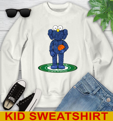 NBA Basketball Boston Celtics Kaws Bff Blue Figure Shirt Youth Sweatshirt