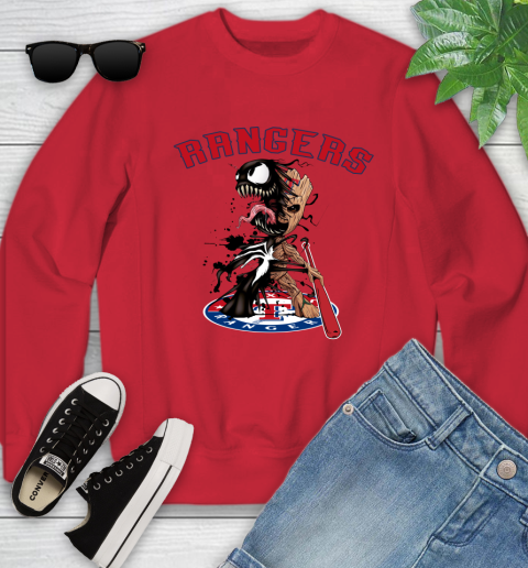 MLB Texas Rangers Baseball Venom Groot Guardians Of The Galaxy Youth Sweatshirt 9