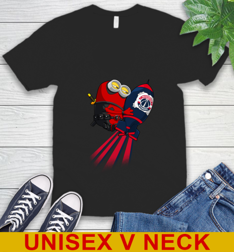 NBA Basketball Washington Wizards Deadpool Minion Marvel Shirt V-Neck T-Shirt