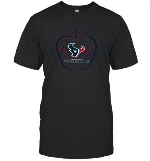 Apple Heartbeat Teacher Symbol Houston Texans Unisex Jersey Tee