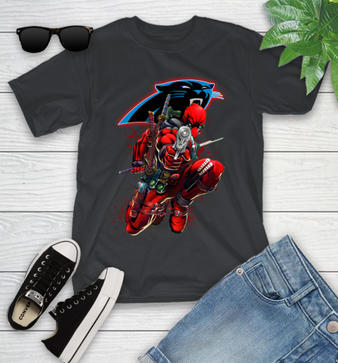 NFL Deadpool Marvel Comics Sports Football Carolina Panthers Youth T-Shirt 2