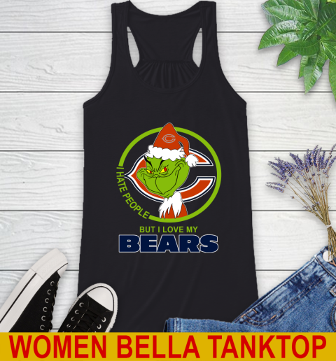 Chicago Bears NFL Christmas Grinch I Hate People But I Love My Favorite Football Team Racerback Tank 2