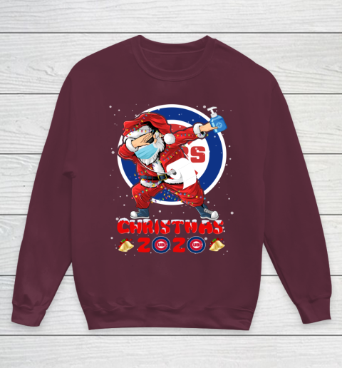 Chicago Cubs Funny Santa Claus Dabbing Christmas 2020 MLB Youth Sweatshirt 4