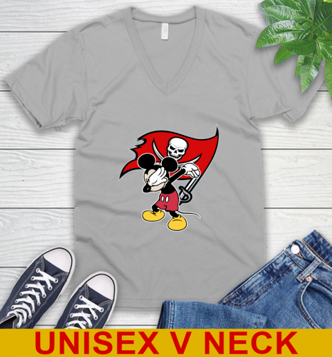 Tampa Bay Buccaneers NFL Football Dabbing Mickey Disney Sports V-Neck T-Shirt 4