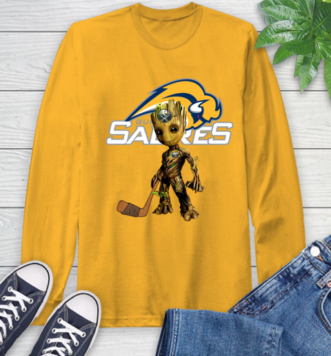 Buffalo Sabres NHL Hockey Groot Marvel Guardians Of The Galaxy Long Sleeve T-Shirt 3
