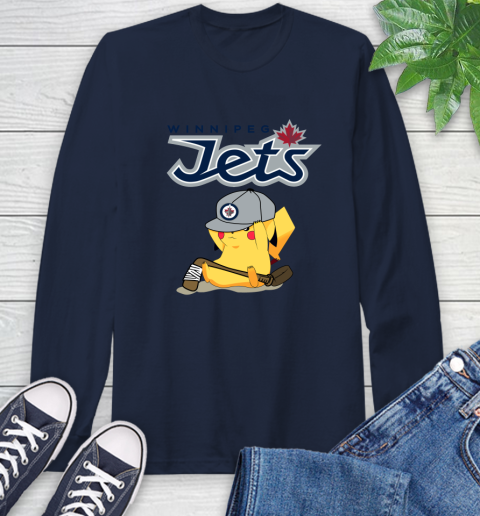 NHL Pikachu Hockey Sports Winnipeg Jets Long Sleeve T-Shirt 4