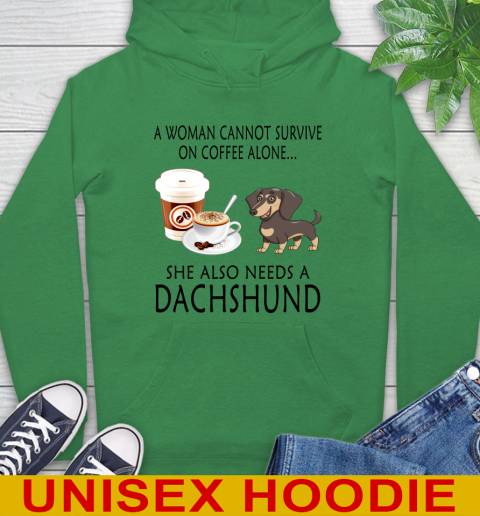 Women cannot survive on coffee alone she also need a DACHSHUND tshirt 17