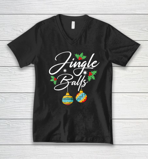 Jingle Balls Tinsel Tits Funny Christmas Matching Couple V-Neck T-Shirt