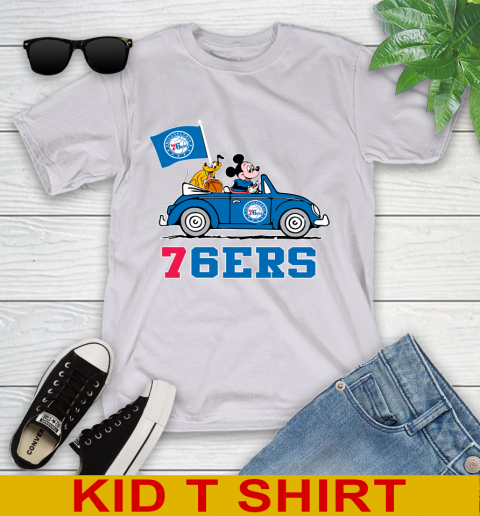 NBA Basketball Philadelphia 76ers Pluto Mickey Driving Disney Shirt Youth T-Shirt 5