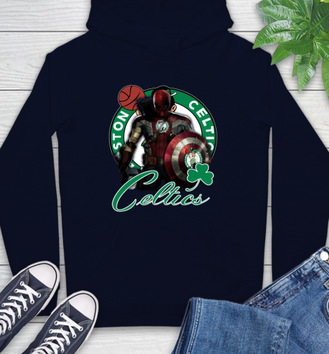 Boston Celtics NBA Basketball Captain America Thor Spider Man Hawkeye Avengers Hoodie 4
